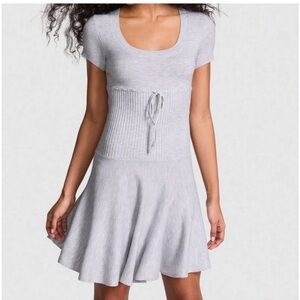 NWT PINK by Frankie’s Bikinis Gray Ribbed Knit Dress